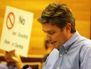 Property manager Jonathon Doty appears before Cerritos City Council during Goodwill debate.