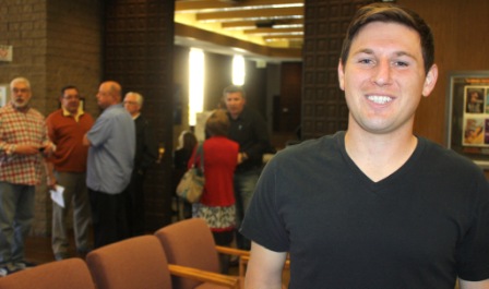 Andrew Saraga during Wednesday's ballot counting, and recounting at La Mirada City Hall.