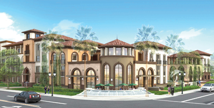 Rendering of new proposed project in Cerritos at the corner of Artesia Boulevard and Bloomfield Avenue.