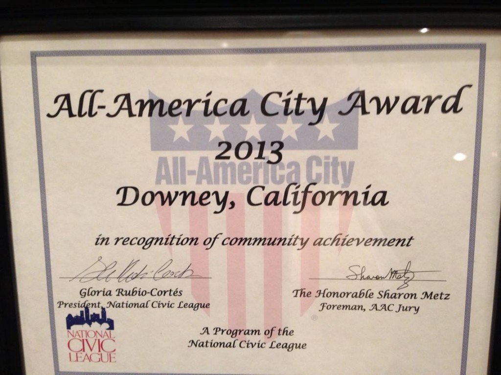 All-America City Award for 2013 is presented to Downey, California!