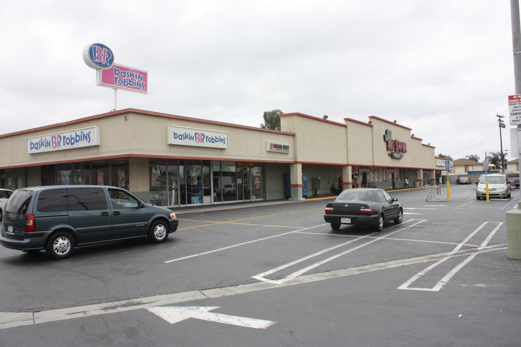 This is the parking lot where the murder took place in Bellflower on Sunday night. The suspect is at large and is described as a male adult Hispanic between 5’09’ and 6 ft. tall with dark hair. Randy Economy Photo