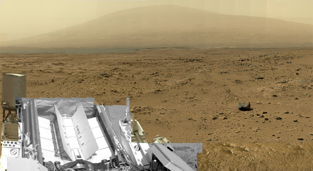 This is a reduced version of panorama from NASA's Mars rover Curiosity with 1.3 billion pixels in the full-resolution version. It shows Curiosity at the "Rocknest" site where the rover scooped up samples of windblown dust and sand. Curiosity used three cameras to take the component images on several different days between Oct. 5 and Nov. 16, 2012. Viewers can explore this image with pan and zoom controls at http://mars.nasa.gov/bp1/. Image credit: NASA/JPL-Caltech/MSSS