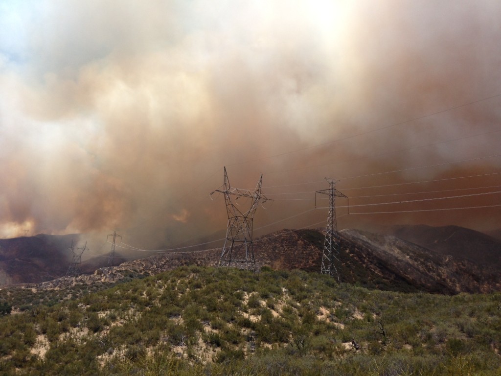 Powerhouse Fire continues to grow on Sunday afternoon. LASD Photo