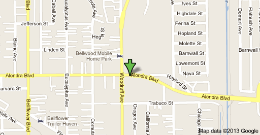 Location of shooting death in Bellflower on Sunday night.