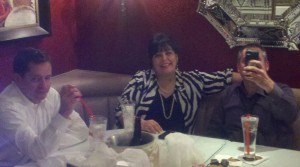 Commerce City Attorney Eddie Olivo, Commerce City Councilwoman Tina Baca Del Rio and Councilman Ivan Altamirano seen in photo taken at Steven’s Steak House just moments before a heated argument spilled out into a parking lot with Richard Robles, the husband of City Councilwoman Denise Robles. Photo given to Hews Media Group-Community Newspaper by Richard Robles.