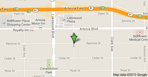 Map of the area where Bellflower resident Javier Cardenas was arrested after he allegedly shot at a Lakewood Sheriff’s Helicopter.