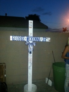 A memorial cross placed in the memory of 17 year old George McKenna appears to have been stolen in Norwalk and the family would like to have it returned.