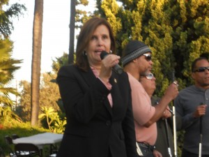 Incumbent Artesia Mayor Sally Flowers at recent campaign event. Rico Dizon Photo