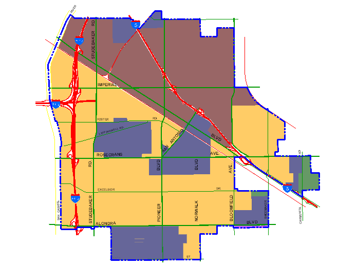 A map of the City of Norwalk.