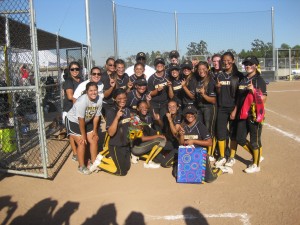 Cerritos High School Girls Softball Team celebrates league title.  Courtesy of CHS Softball Team Parent